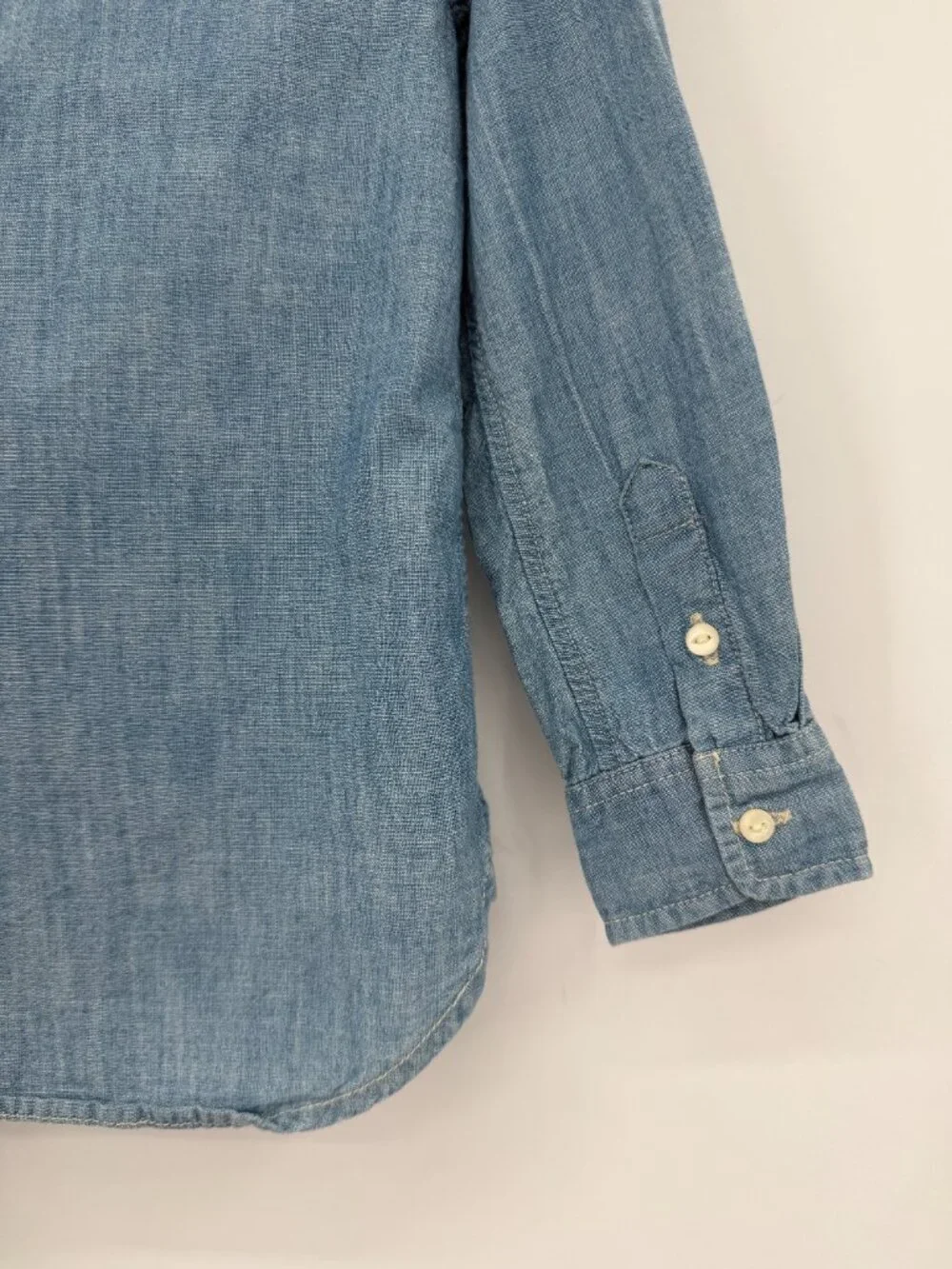 Polo Ralph Lauren Girls Size 5 Chambray Pleated Tuxedo Button Down Shirt